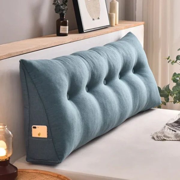 coussin tête de lit bleu