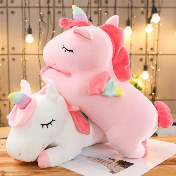 coussin peluche licorne rose