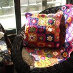 coussin laine multicolore
