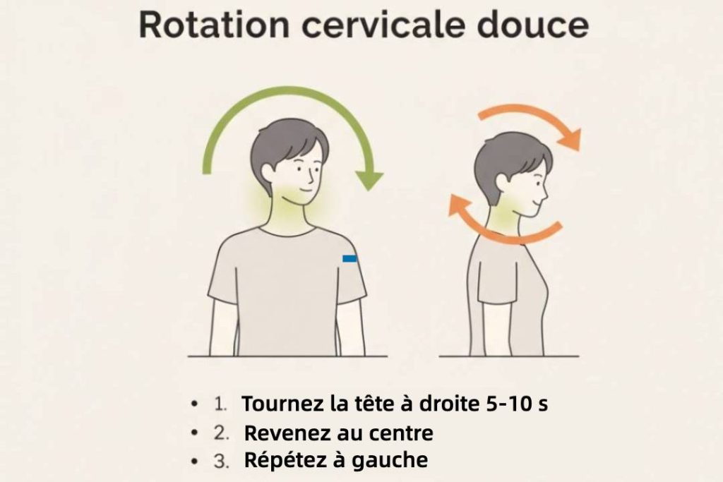 exercice étirement nuque rotation douce